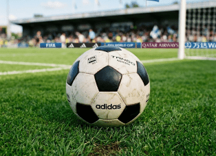 Adidas Tango soccer ball on green grass near soccer goal