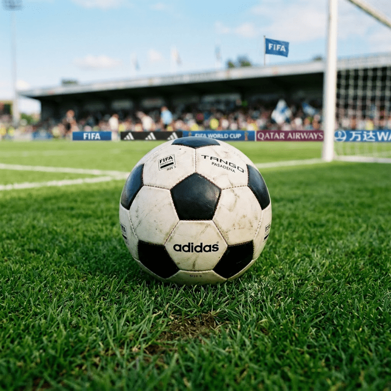 Adidas Tango soccer ball on green grass near soccer goal